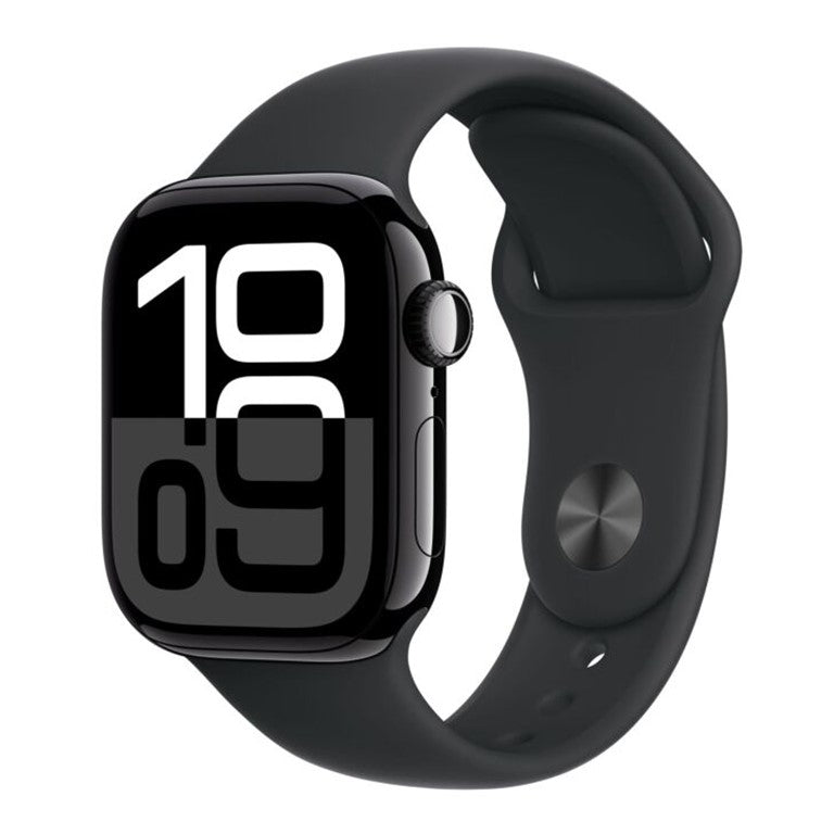 Apple Watch 10 Cellular 46mm Jet Black Aluminium Case with Black Sport Band - S/M - EU