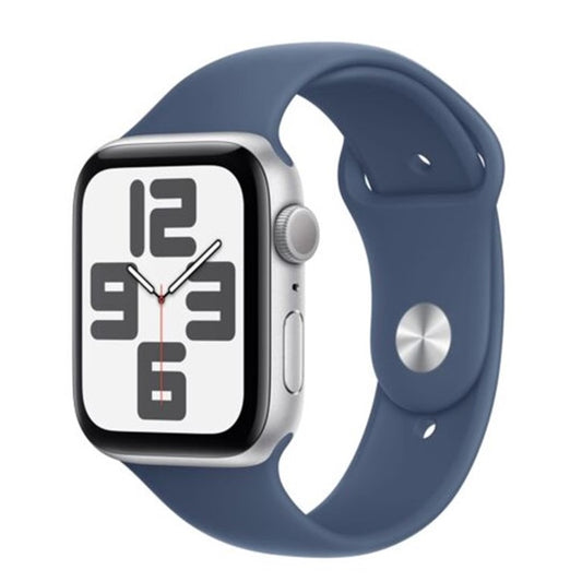 Apple Watch SE Cellular 44mm Silver Aluminium Case with Denim Sport Band - S/M - EU