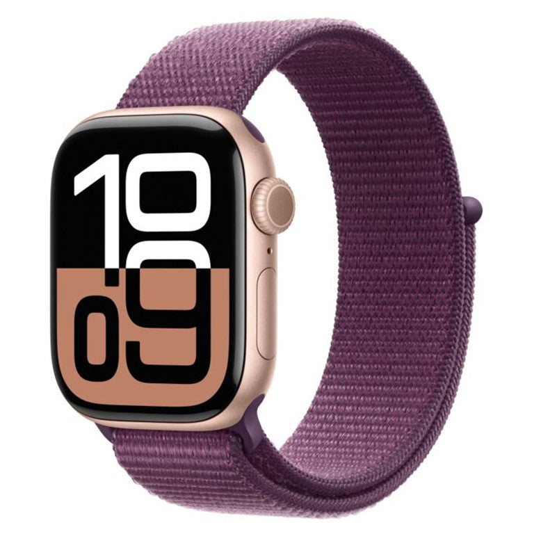 Apple Watch 10 GPS 46mm Rose Gold Aluminium Case with Plum Sport Loop - EU