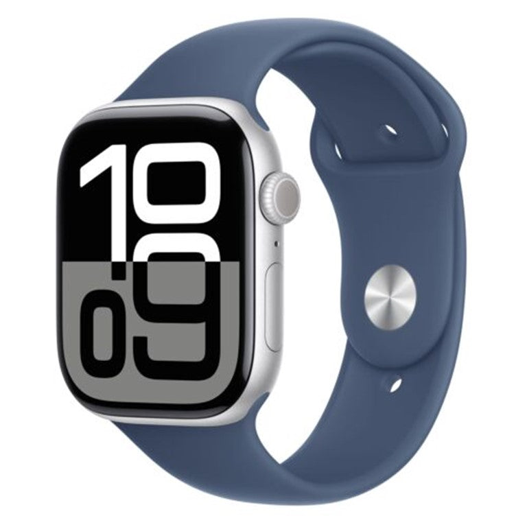 Apple Watch 10 Cellular 46mm Silver Aluminium Case with Denim Sport Band - M/L - EU